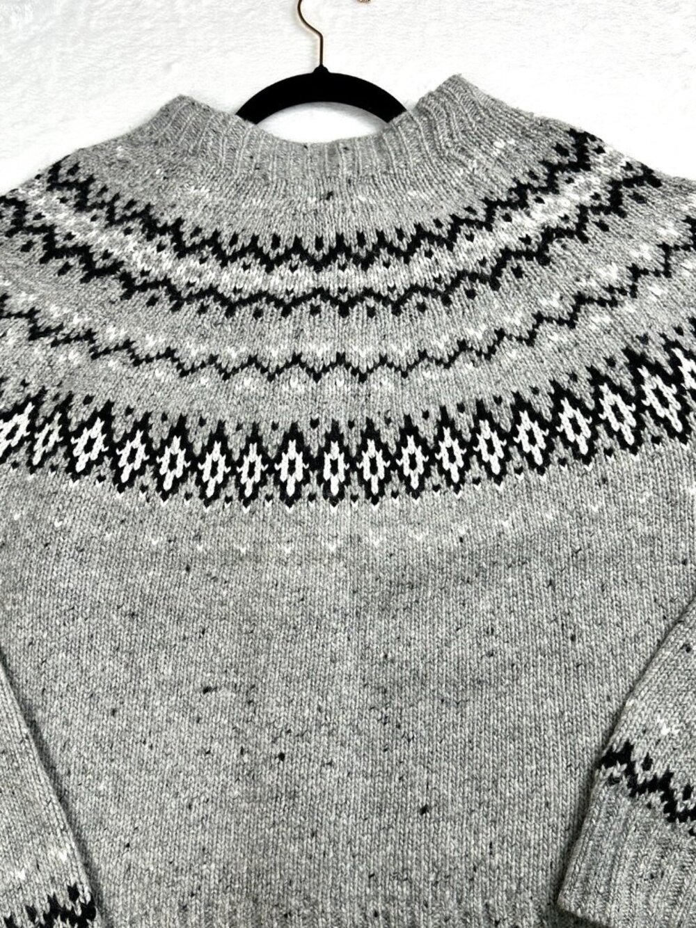 J.Crew Women Fair Isle Cardigan In Wool Alpaca Blend Gray Large Cabin Core NWT - Picture 9 of 16